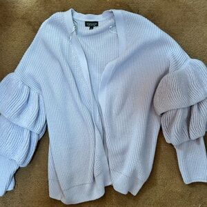 Topshop Light Lavender Puff-Sleeve Open Cardigan
